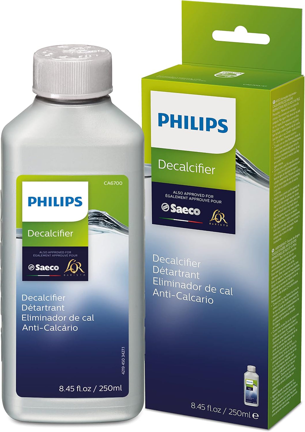 Philips Kitchen Appliances Philips Original Espresso Machine Descaler, Perfect Descalcification for a Prolong Machine Lifetime, 1 Descaling Cycle, Bottle of 250 Ml, (CA6700/47)