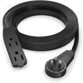 Cable 2 Ft 360° Rotating Flat Plug Extension Cord, 16/3 AWG Multi 3 Outlet 3-Prong Grounded Wire- Black - UL Certified