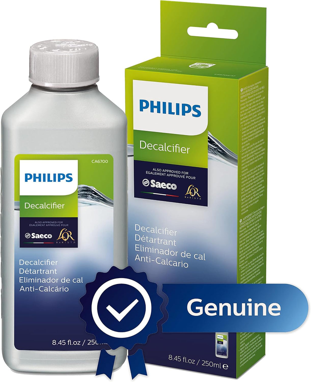 Philips Kitchen Appliances Philips Original Espresso Machine Descaler, Perfect Descalcification for a Prolong Machine Lifetime, 1 Descaling Cycle, Bottle of 250 Ml, (CA6700/47)