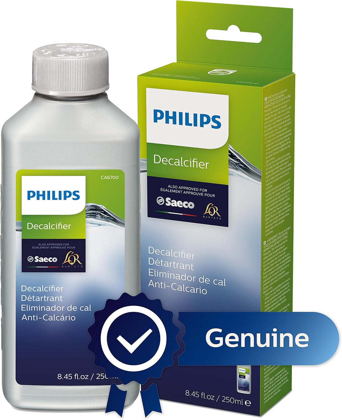 Philips Kitchen Appliances Philips Original Espresso Machine Descaler, Perfect Descalcification for a Prolong Machine Lifetime, 1 Descaling Cycle, Bottle of 250 Ml, (CA6700/47)